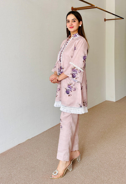 Mahira Beige Floral Festive Kurta Set